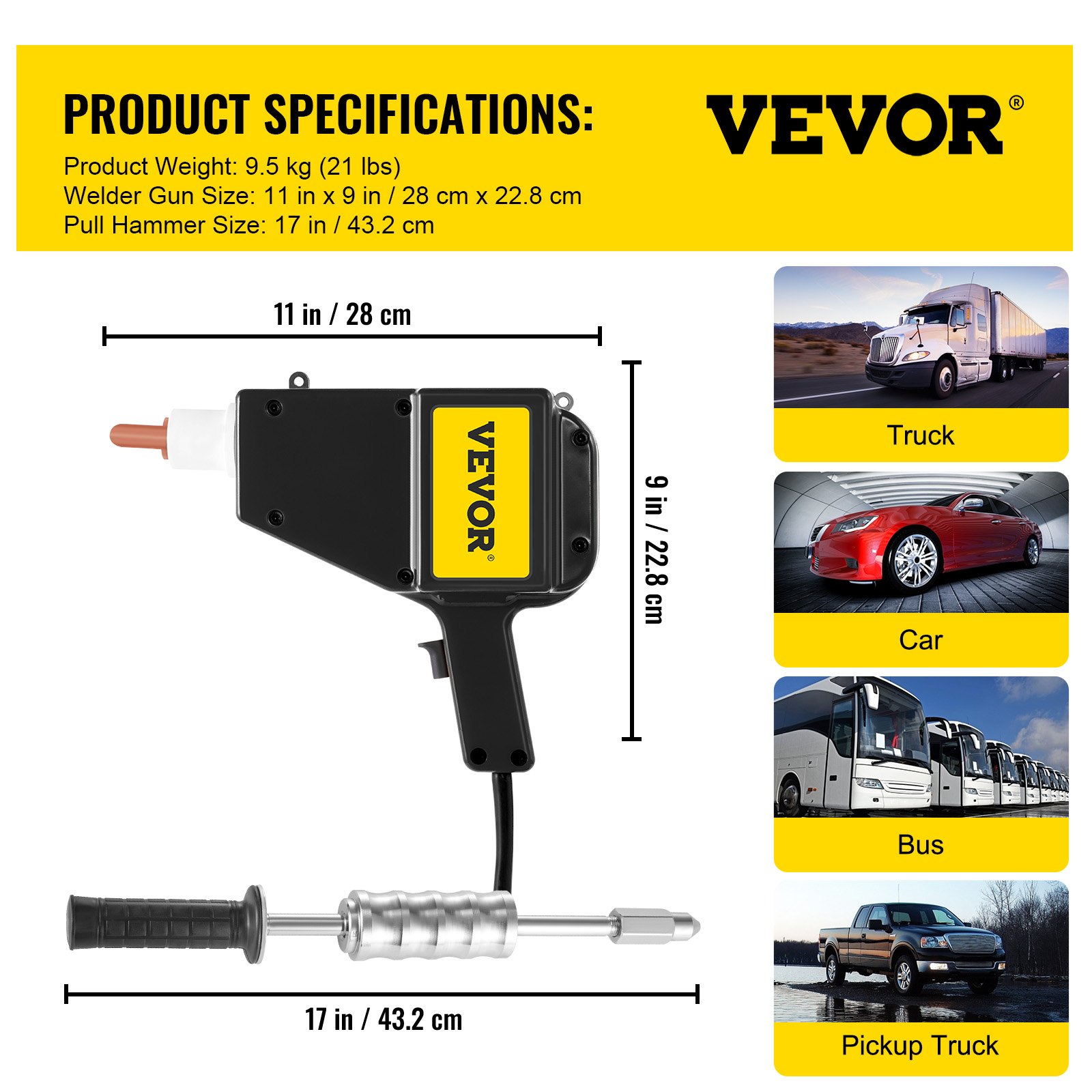 Soldador por puntos, soldador de pernos para carrocería de automóvil, 110V con martillo deslizante, soldador de pernos, Kit de inicio, reparación, 800VA + 1000 clavos