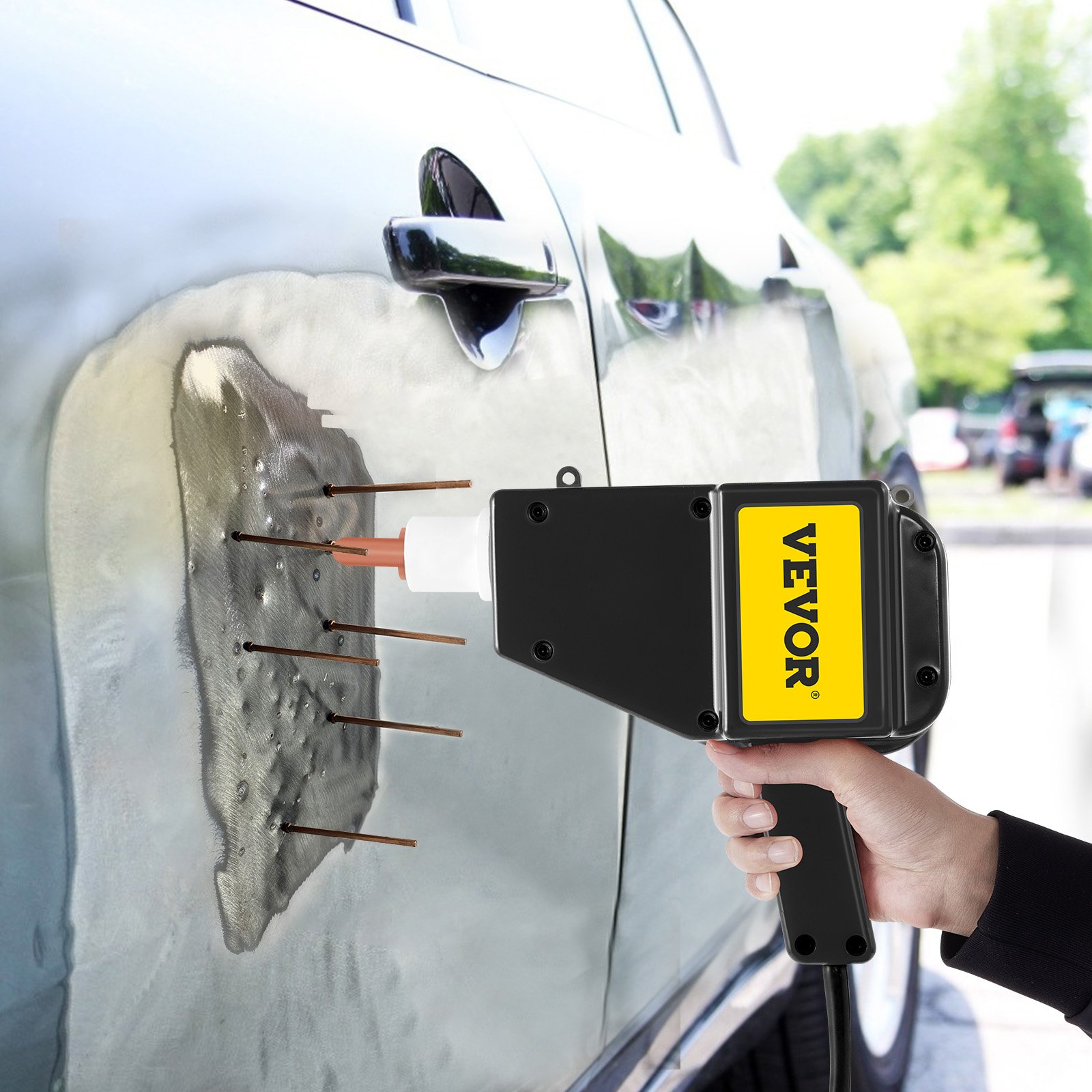 Soldador por puntos, soldador de pernos para carrocería de automóvil, 110V con martillo deslizante, soldador de pernos, Kit de inicio, reparación, 800VA + 1000 clavos