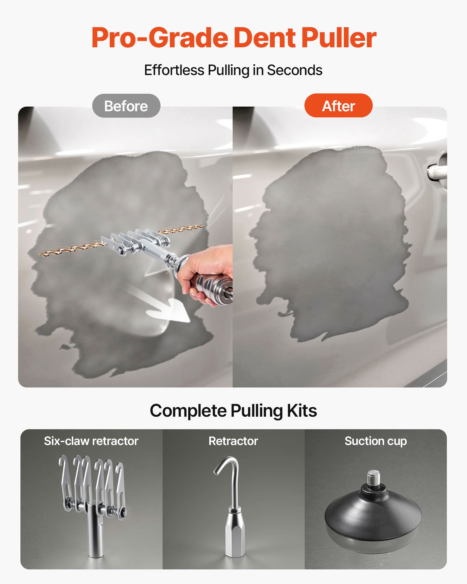 Kit de reparación de abolladuras con soldadora de pernos VEVOR, máquina de soldadura por puntos de 110 V con extractor de abolladuras de martillo deslizante, kit profesional para reparación de abolladuras de carrocería.