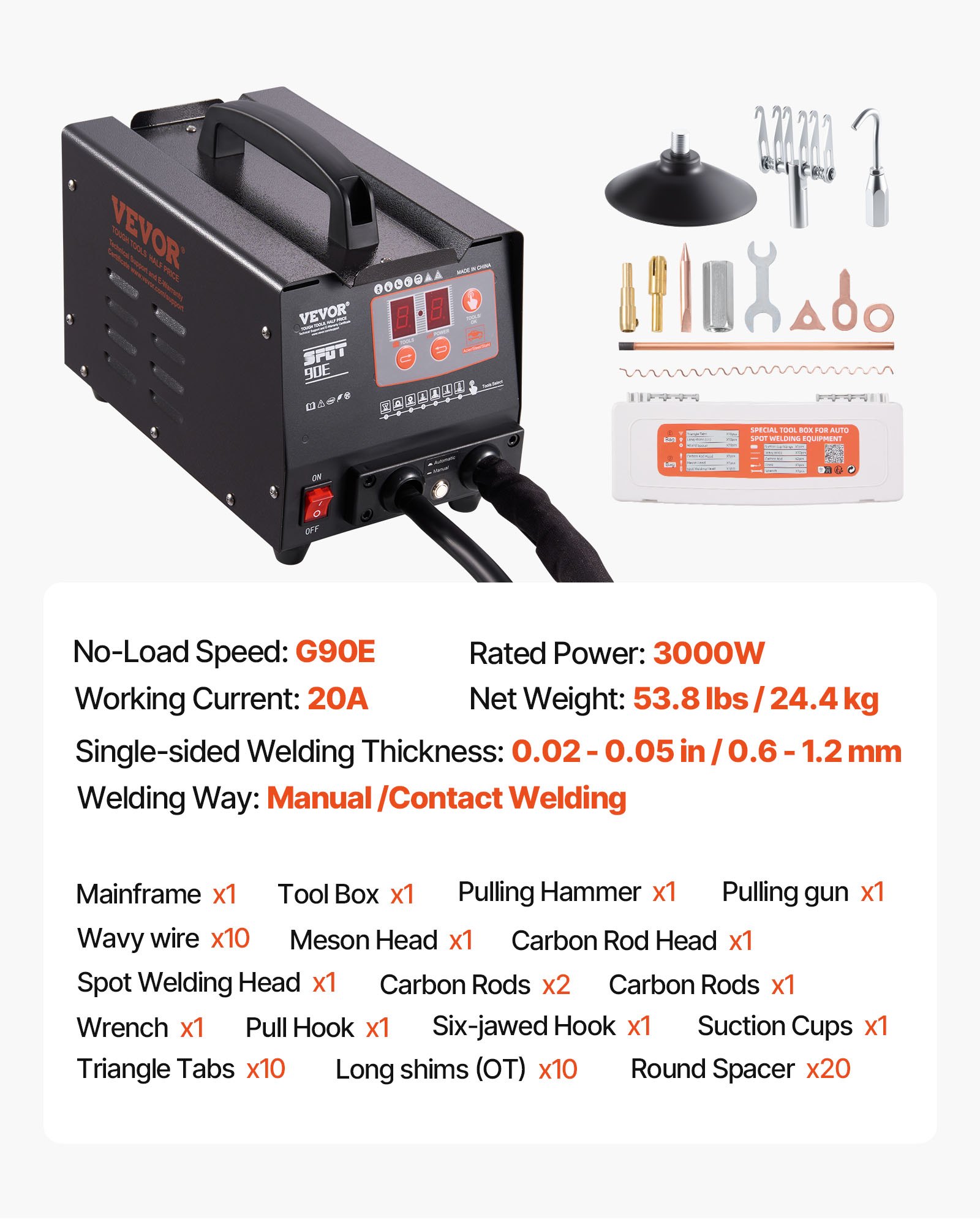 Kit de reparación de abolladuras con soldadora de pernos VEVOR, máquina de soldadura por puntos de 110 V con extractor de abolladuras de martillo deslizante, kit profesional para reparación de abolladuras de carrocería.