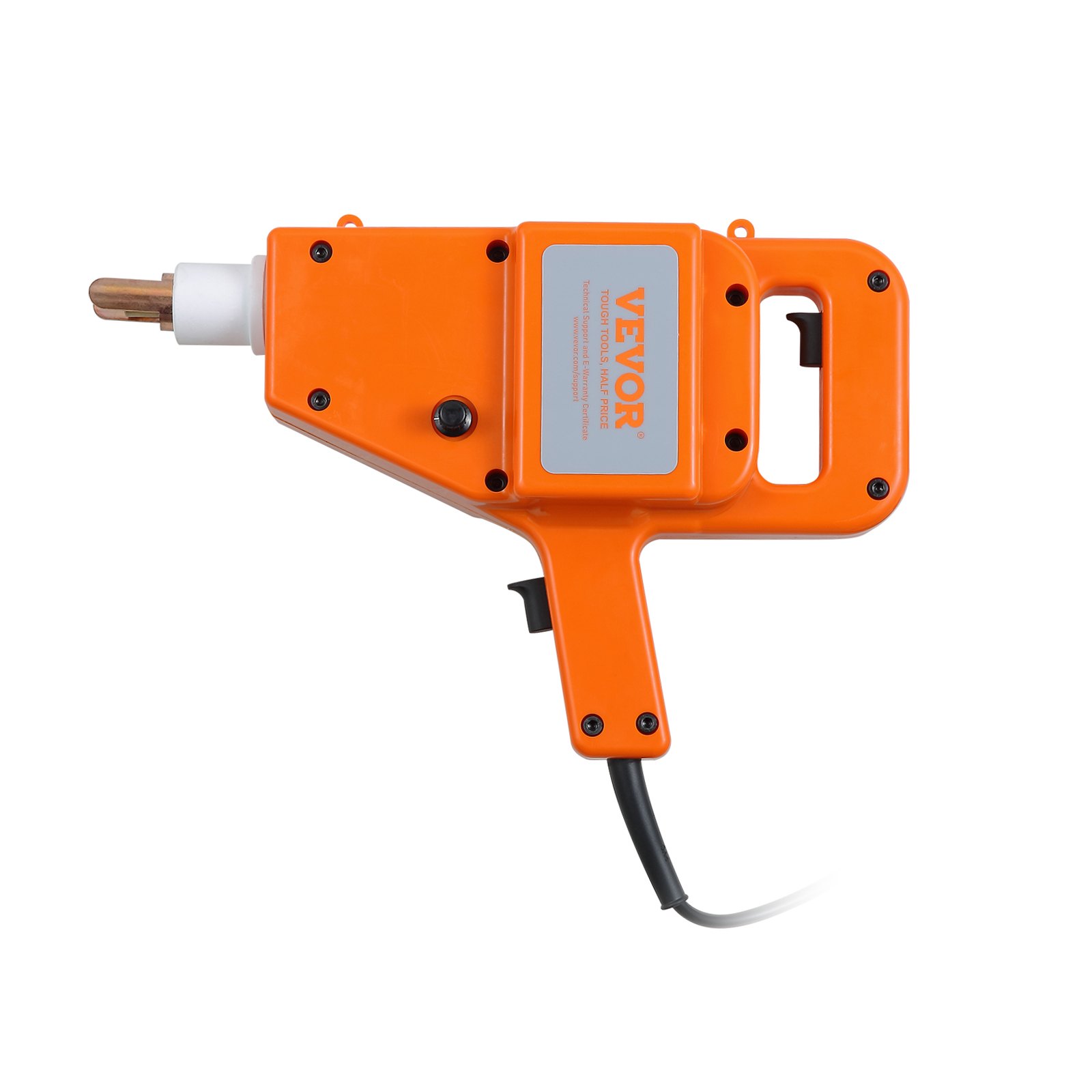 Soldador de pernos VEVOR de color naranja brillante con mango y cable de alimentación visible