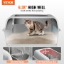 VEVOR - Caja de arena para gatos de acero inoxidable extragrande de 15 cm de profundidad con pala, plataforma filtrante ancha y laterales altos, cerrada, sin olores y fácil de limpiar, apta para gatos grandes.