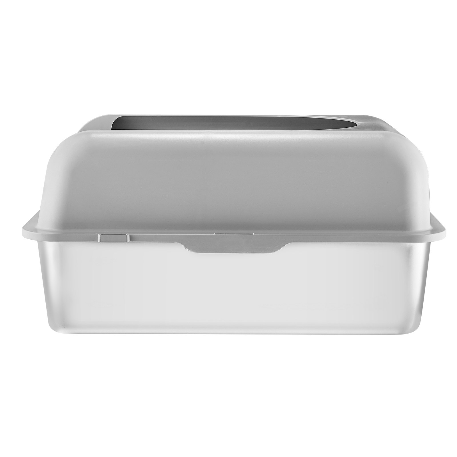 VEVOR - Caja de arena para gatos de acero inoxidable extragrande de 15 cm de profundidad con pala, plataforma filtrante ancha y laterales altos, cerrada, sin olores y fácil de limpiar, apta para gatos grandes.