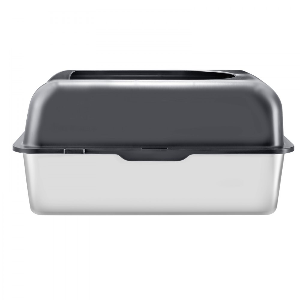 VEVOR - Caja de arena para gatos de acero inoxidable extragrande de 15 cm de profundidad con pala, plataforma filtrante ancha y laterales altos, cerrada, sin olores y fácil de limpiar, apta para gatos grandes.