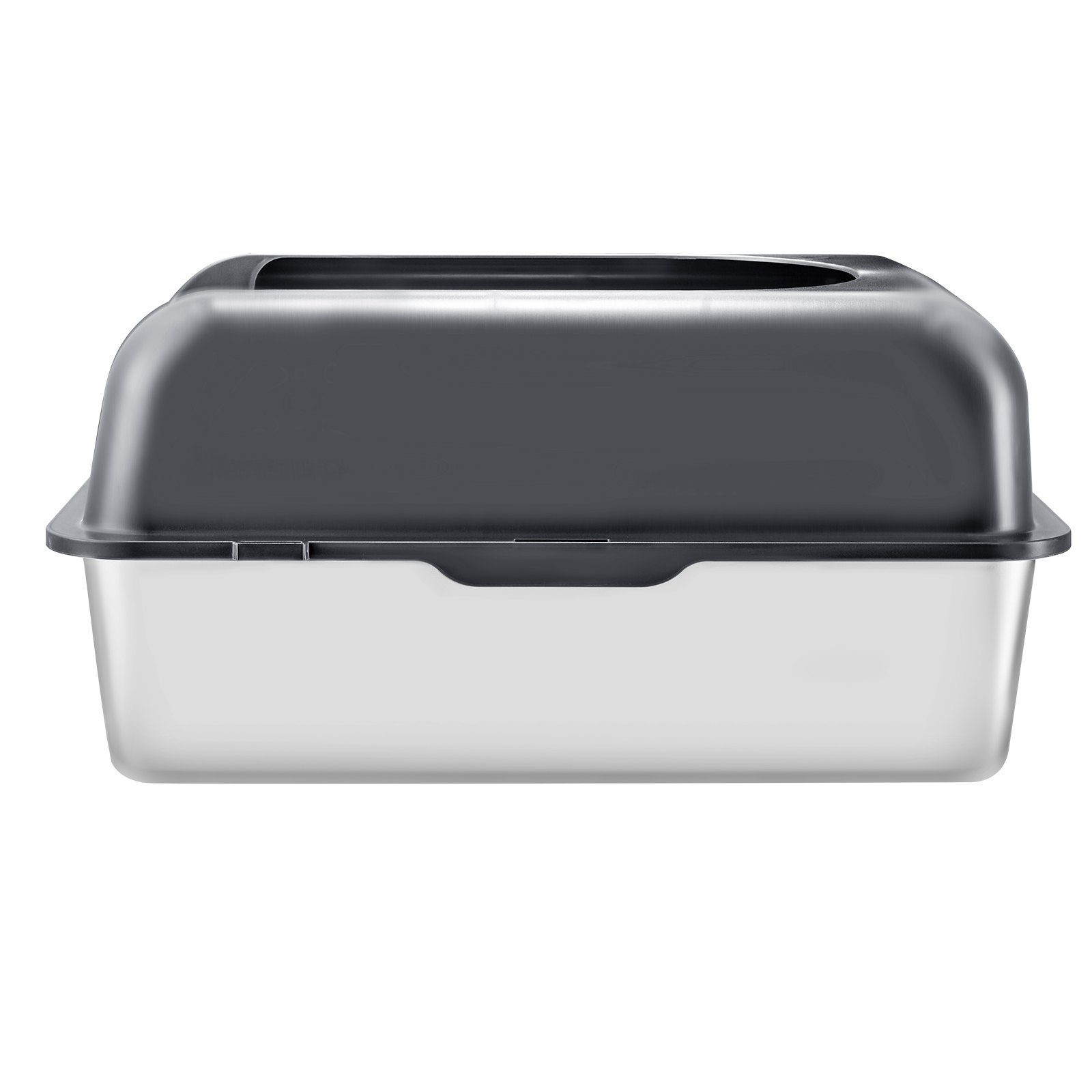 VEVOR - Caja de arena para gatos de acero inoxidable extragrande de 15 cm de profundidad con pala, plataforma filtrante ancha y laterales altos, cerrada, sin olores y fácil de limpiar, apta para gatos grandes.