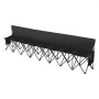 Banco deportivo plegable VEVOR con tela negra y ocho asientos, cuenta con una estructura de metal plegable.