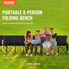 VEVOR Banco deportivo plegable portátil de 8 asientos Silla de camping al aire libre con bolsa de transporte