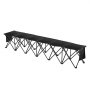 Banco deportivo plegable portátil VEVOR con seis asientos negros y estructura de acero de soporte, ideal para eventos al aire libre.