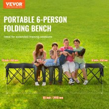 VEVOR Banco deportivo plegable portátil de 6 asientos, silla para acampar al aire libre con bolsa de transporte