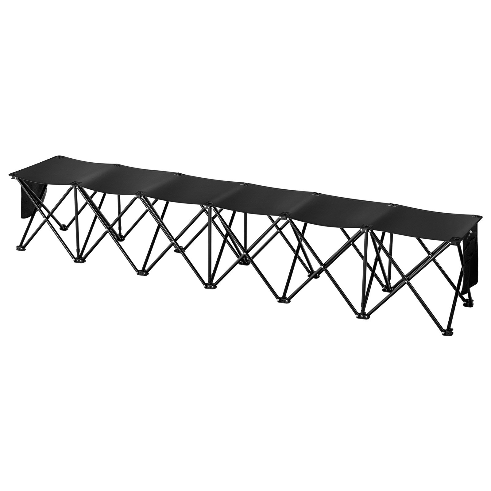 Banco deportivo plegable portátil VEVOR con tela negra y estructura de metal plegable.