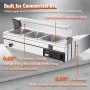 VEVOR Calentador de alimentos comercial de 3 sartenes, mesa de vapor eléctrica de 3 x 12 cuartos con cubierta de vidrio templado, encimera de 1500 W de acero inoxidable Buffet Bain Marie 86-185 °F control de temperatura para catering, restaurantes, plateado