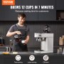 Cafetera de goteo comercial de 12 tazas con 2 jarras de vidrio y 2 calentadores para oficina
