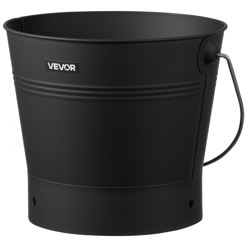 VEVOR Ash Bucket, 4 PCS with Lid, Shovel, Broom and Gloves, Metal Fireplace Charcoal Bucket and Ash Can, 2.6 GAL Large Capacity for Fireplace, Fire Pits, Wood Burning Stoves, Indoor and Outdoor