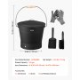 VEVOR Ash Bucket, 4 PCS with Lid, Shovel, Broom and Gloves, Metal Fireplace Charcoal Bucket and Ash Can, 2.6 GAL Large Capacity for Fireplace, Fire Pits, Wood Burning Stoves, Indoor and Outdoor
