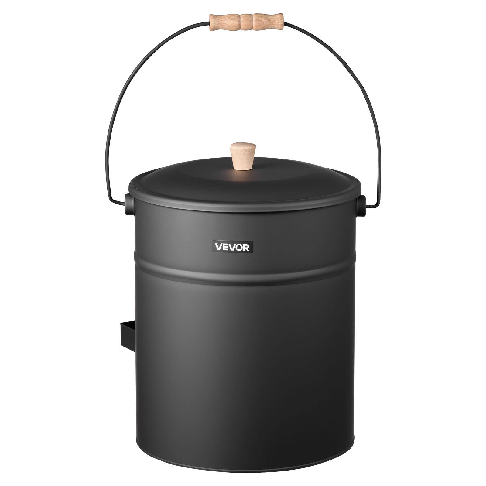 VEVOR Ash Bucket, 4 PCS with Lid, Shovel, Broom and Gloves, Metal Fireplace Charcoal Bucket and Ash Can, 4 GAL Large Capacity for Fireplace, Fire Pits, Wood Burning Stoves, Indoor and Outdoor