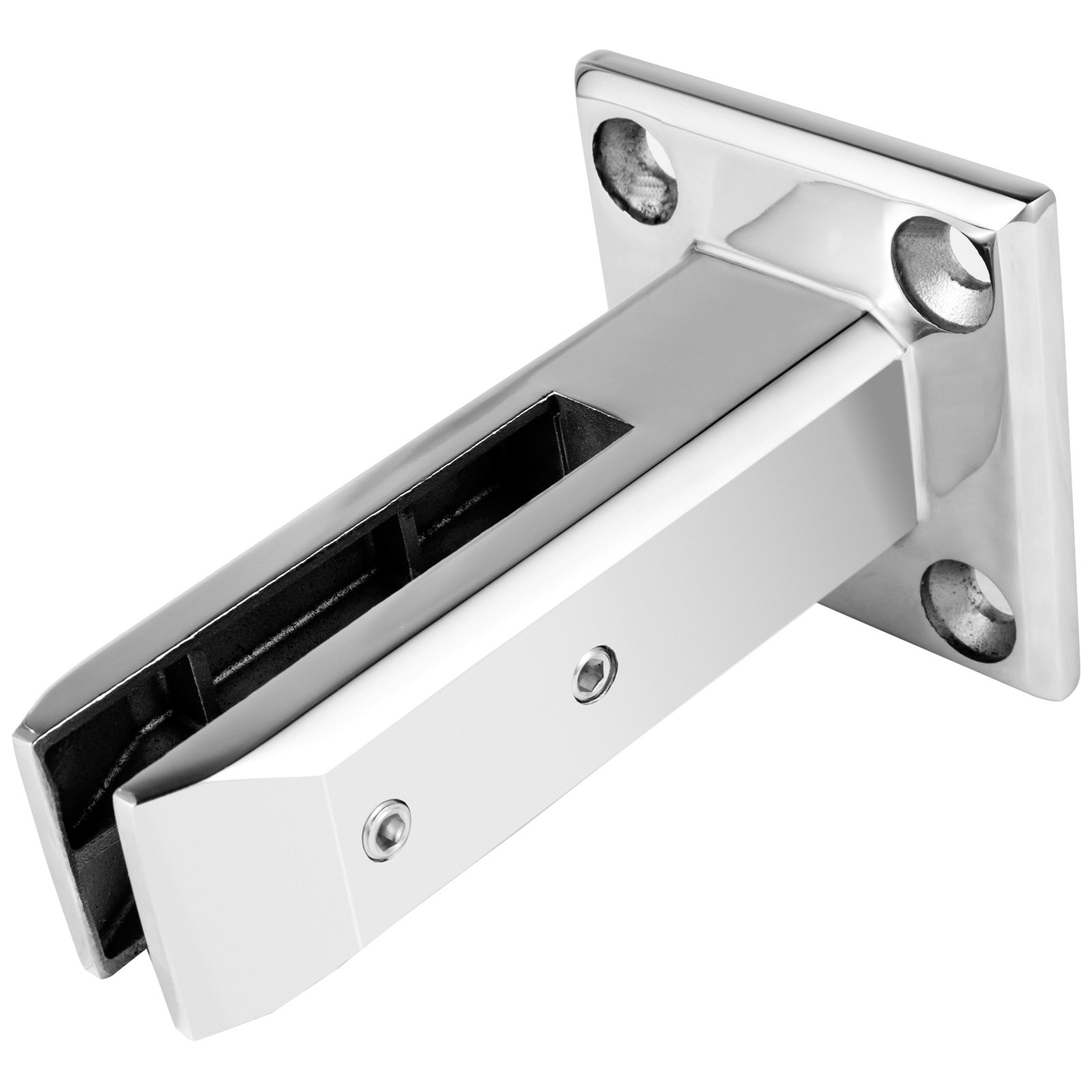 Abrazadera para barandilla de vidrio VEVOR, 4 piezas, barandilla de vidrio de 3,8 x 3,8 x 6,3 pulgadas, abrazadera de vidrio de acero inoxidable 304 para espesor de vidrio de 3/10" (8 mm) a 1/2" (12 mm), balcón, jardín, barandilla de cubierta, escalera (Astilla)