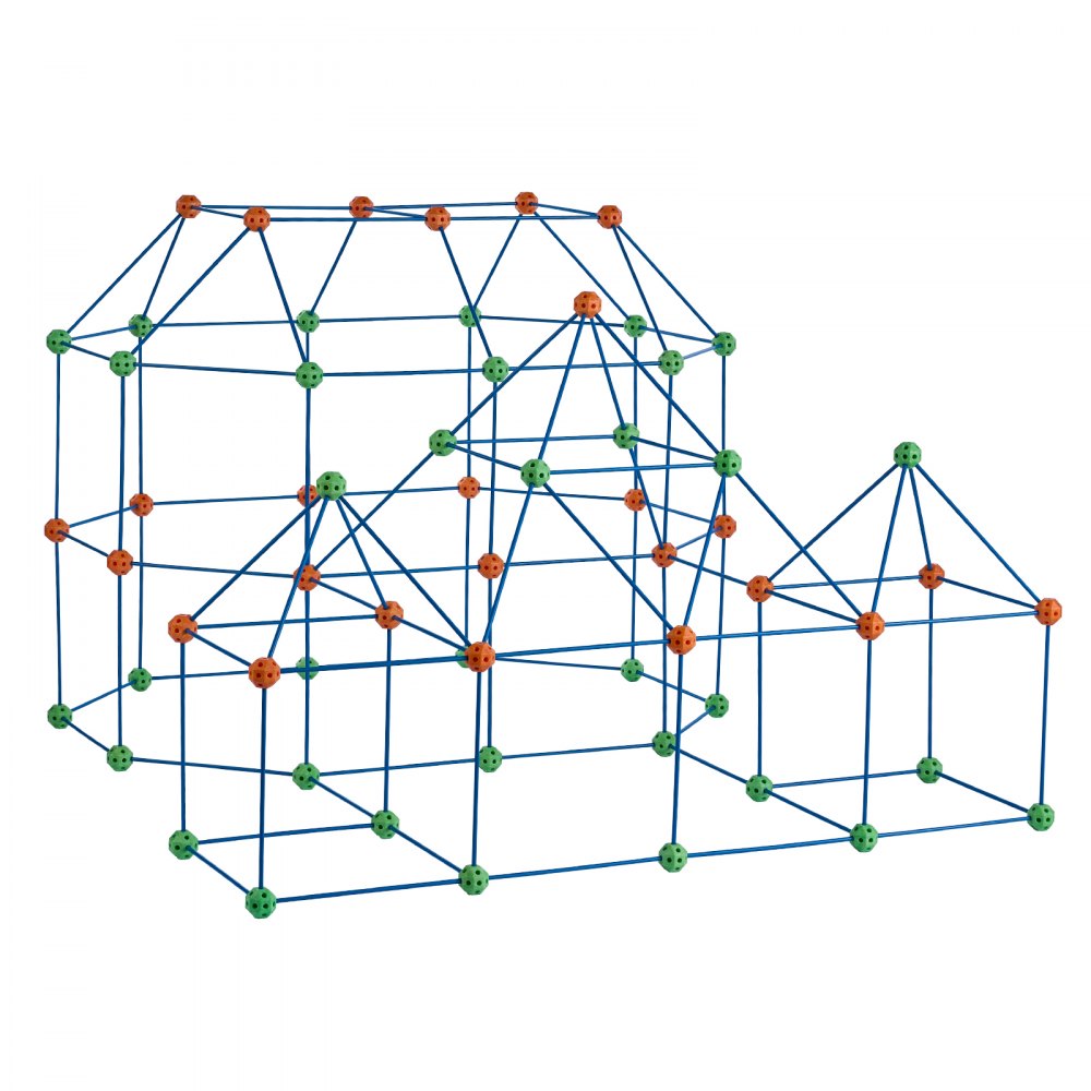 VEVOR - Kit de construcción de fuertes para niños, 180 piezas de juguetes STEM, regalo educativo para niños y niñas de 4, 5, 6, 7 y 8 años en adelante, juego de construcción de carpas para interiores y exteriores con 120 varillas y 60 pelotas.