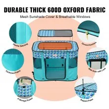 VEVOR Parque infantil plegable para mascotas, parque portátil para perros de 32 x 24 x 22 pulgadas, caseta para cachorros, perros, gatos, tela Oxford 600D impermeable, cremallera extraíble, para viajes en interiores y exteriores, camping (rectangular, S)