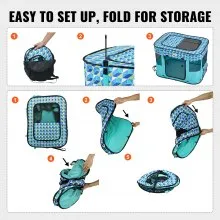 VEVOR Parque infantil plegable para mascotas, parque portátil para perros de 32 x 24 x 22 pulgadas, caseta para cachorros, perros, gatos, tela Oxford 600D impermeable, cremallera extraíble, para viajes en interiores y exteriores, camping (rectangular, S)