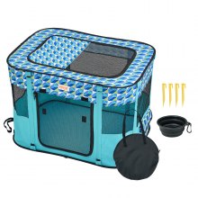 VEVOR Parque infantil plegable para mascotas, parque portátil para perros de 32 x 24 x 22 pulgadas, caseta para cachorros, perros, gatos, tela Oxford 600D impermeable, cremallera extraíble, para viajes en interiores y exteriores, camping (rectangular, S)
