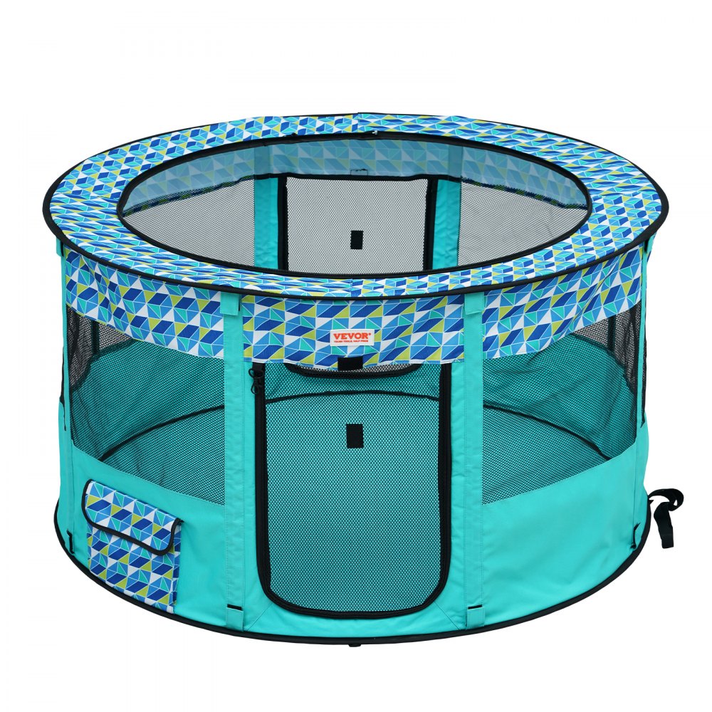 VEVOR Parque infantil plegable para mascotas, 44 x 44 x 24 pulgadas, parque portátil para perros, caseta para cachorros, perros, gatos, tela Oxford 600D impermeable, cremallera extraíble, para viajes en interiores y exteriores, camping (redondo, L)