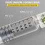 Jeringa de vidrio VEVOR de 1 ml que muestra una gradación precisa y una dosificación exacta con incrementos de 0,05 ml.