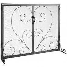 VEVOR Pantalla para chimenea, 1 panel con puerta, malla de hierro resistente, cubierta protectora contra chispas de 39 pulgadas de largo x 31,6 pulgadas de alto, instalación sencilla, rejilla independiente para valla contra incendios para sala de estar, decoración del hogar, vintage