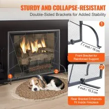 VEVOR Pantalla para chimenea de un solo panel, resistente malla de hierro para chimenea, cubierta protectora contra chispas de 35,6 pulgadas de largo x 28,4 pulgadas de alto, instalación sencilla, rejilla independiente para valla contra incendios para sala de estar, decoración del hogar moderna