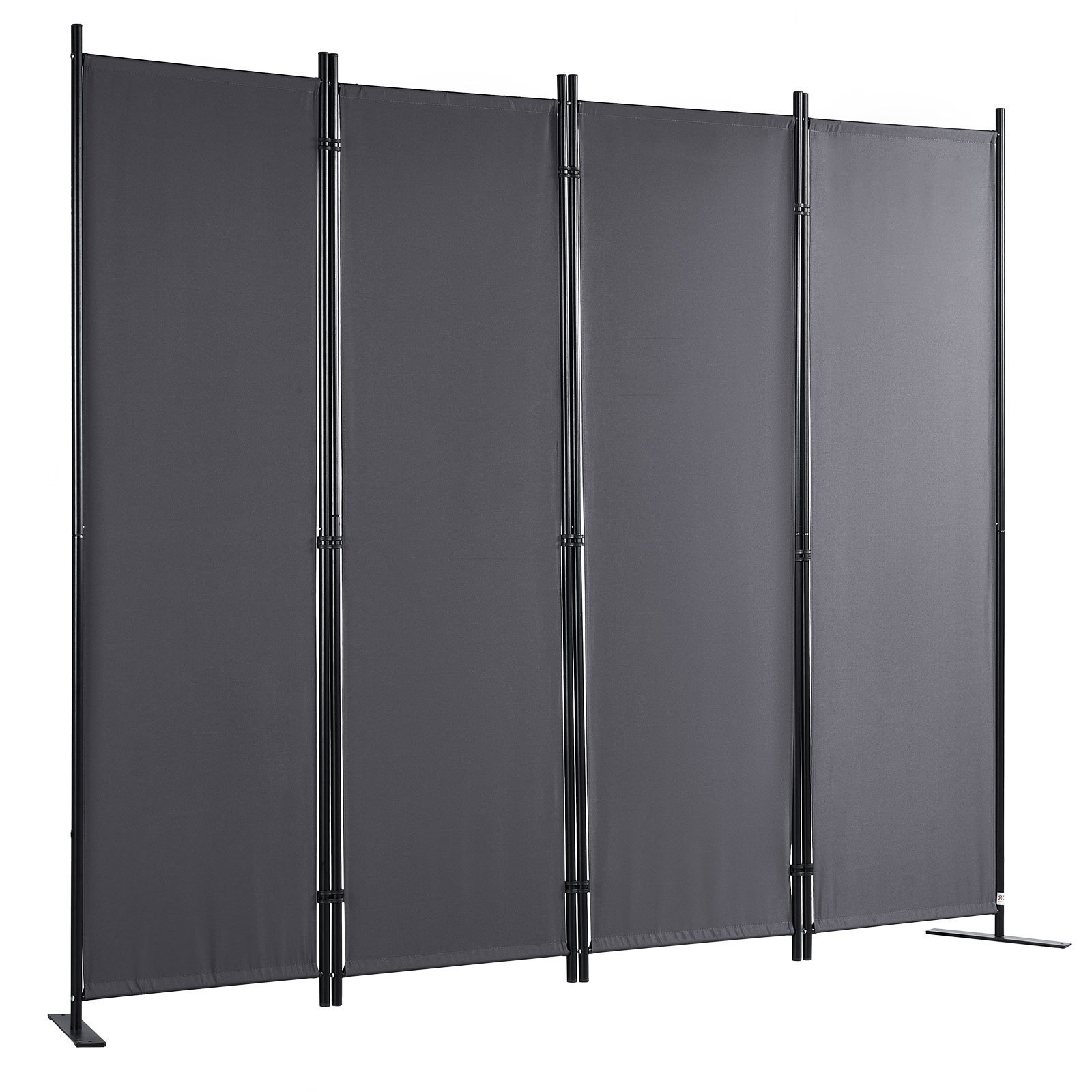 Biombo VEVOR de cuatro paneles en color negro con estructura de metal y mampara de tela, perfecto para crear privacidad.