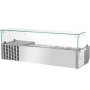 Estación de preparación refrigerada VEVOR con cubierta de acero inoxidable y vidrio, con múltiples compartimentos