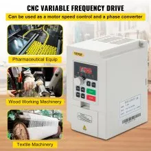 VEVOR Variador de Frecuencia Variador de Velocidad 2,2kW Convertidor de Frecuencia 1 o 3 Fase 1,1kg