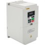 Variador de frecuencia VEVOR blanco con panel de control y etiquetas de advertencia de seguridad.