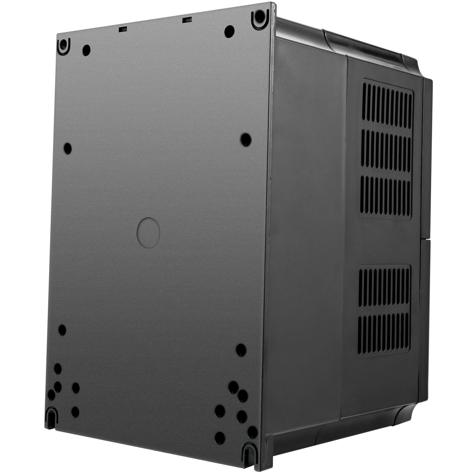 Variador de frecuencia VEVOR negro con rejillas de ventilación y orificios de montaje.