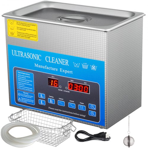 VEVOR Limpiador ultrasónico 3L 28/40khz Limpiador de piezas ultrasónico profesional de frecuencia dual con temporizador de calentador para limpieza