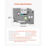 Cinta para rotuladora VEVOR, paquete de 6, recambios de colores de 12 mm (0,47 pulgadas) compatibles con varios modelos de rotuladoras Brother P-Touch, repuesto para Letra Tag TZe-131, TZe-231, TZe-431, TZe-531, TZe-631 y TZe-731.