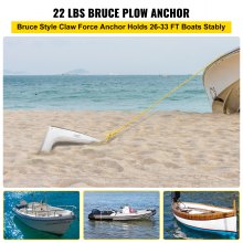 VEVOR Bruce Claw Anchor Ancla de barco de 22 lb, ancla de barco de acero galvanizado, ancla marina de 10 kg con un grillete de ancla, ancla de barco resistente para amarre de yate de barco de 26'-33' en la playa