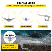 VEVOR Bruce Claw Anchor Ancla de barco de 11 lb, Ancla de barco de acero galvanizado, Ancla marina de 5 kg con un grillete de ancla, Ancla de barco resistente para amarre de yates pequeños en la playa