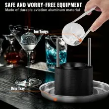 VEVOR - Prensa para hacer bolas de hielo de 2,4", kit de prensa para bolas de hielo de aleación de aluminio para aviones para esferas de hielo de 60 mm, prensa para hielo con pinzas y bandeja de goteo, para whisky, cócteles, bourbon, escocés en fiestas y festividades, color negro
