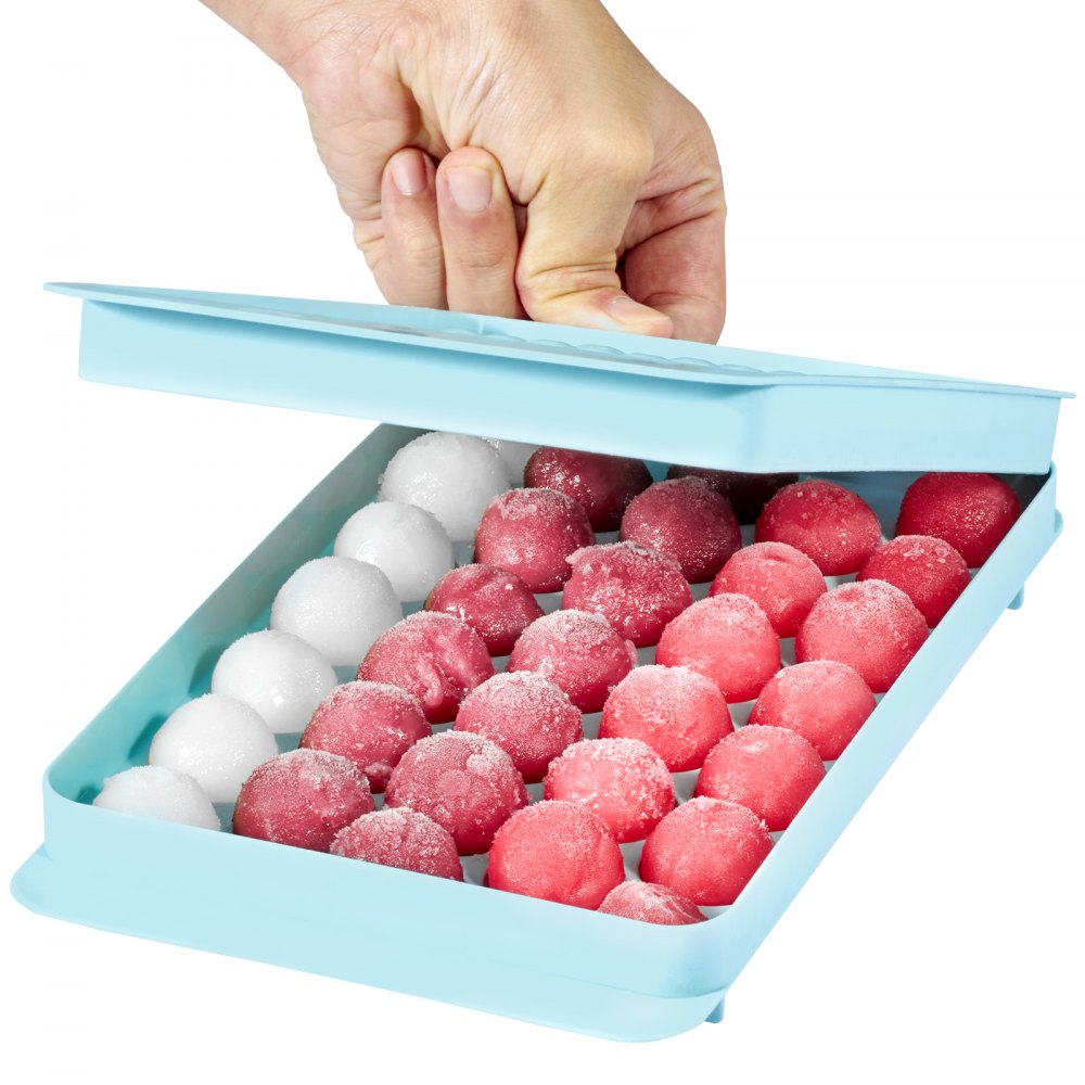 VEVOR Bandeja para cubitos de hielo, máquina para hacer bolas de hielo redondas para congelador, 2 x 33 piezas y 1 x 104 piezas de bolas de hielo, fabricación de cubitos de hielo esféricos, 170 piezas