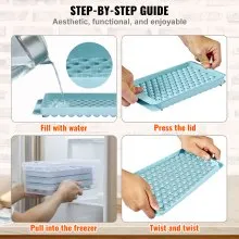 VEVOR Bandeja para cubitos de hielo, máquina para hacer bolas de hielo redondas para congelador, 2 x 33 piezas y 1 x 104 piezas de bolas de hielo, fabricación de cubitos de hielo esféricos, 170 piezas