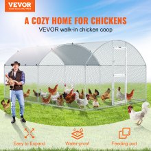 VEVOR Gallinero de metal grande con gallinero, gallinero para patio con cubierta impermeable, 13.1 x 9.8 x 6.6 pies, techo de cúpula, jaula grande para aves de corral para gallinero, gallinero de patos y corral de conejos, plateado