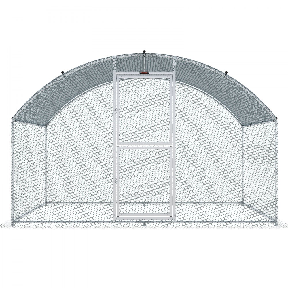 VEVOR Gallinero grande de metal con gallinero, gallinero para patio con cubierta impermeable, 6.6 x 9.8 x 6.6 pies, techo de cúpula, jaula grande para aves de corral para gallinero, gallinero de patos y corral de conejos, plateado