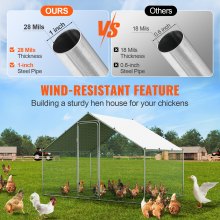 VEVOR Gallinero grande de metal, 9.8 x 6.5 x 6.5 pies con cubierta impermeable, gallinero con techo de aguja con cerradura de seguridad para exteriores y patio trasero, granja, jaula para patos y conejos