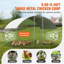 Gallinero VEVOR, 9.8x6.5x6.5ft Walk-in Large Metal Chicken Corral para patio con cubierta impermeable, gallinero con techo Doom con cerradura de seguridad para exteriores y patio trasero, granja, jaula para patos y conejos