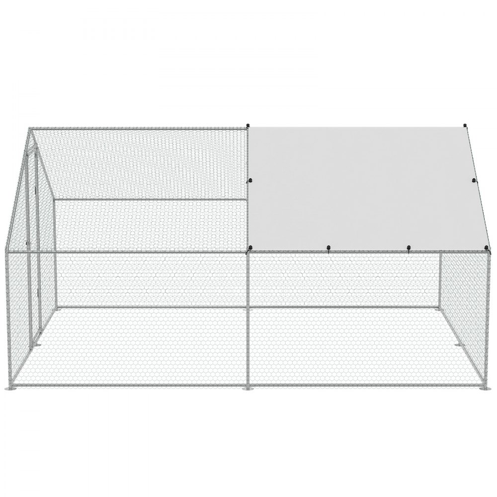 VEVOR Gallinero grande de metal, 3 x 3,9 x 2 m, corral para gallineros con acceso para patio, con cubierta, gallinero con techo en forma de aguja y cerradura de seguridad para exteriores y patios, granjas, jaulas para patos, conejos y aves de corral.