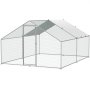 VEVOR Gallinero grande de metal, 3 x 3,9 x 2 m, corral para gallineros con acceso para patio, con cubierta, gallinero con techo en forma de aguja y cerradura de seguridad para exteriores y patios, granjas, jaulas para patos, conejos y aves de corral.
