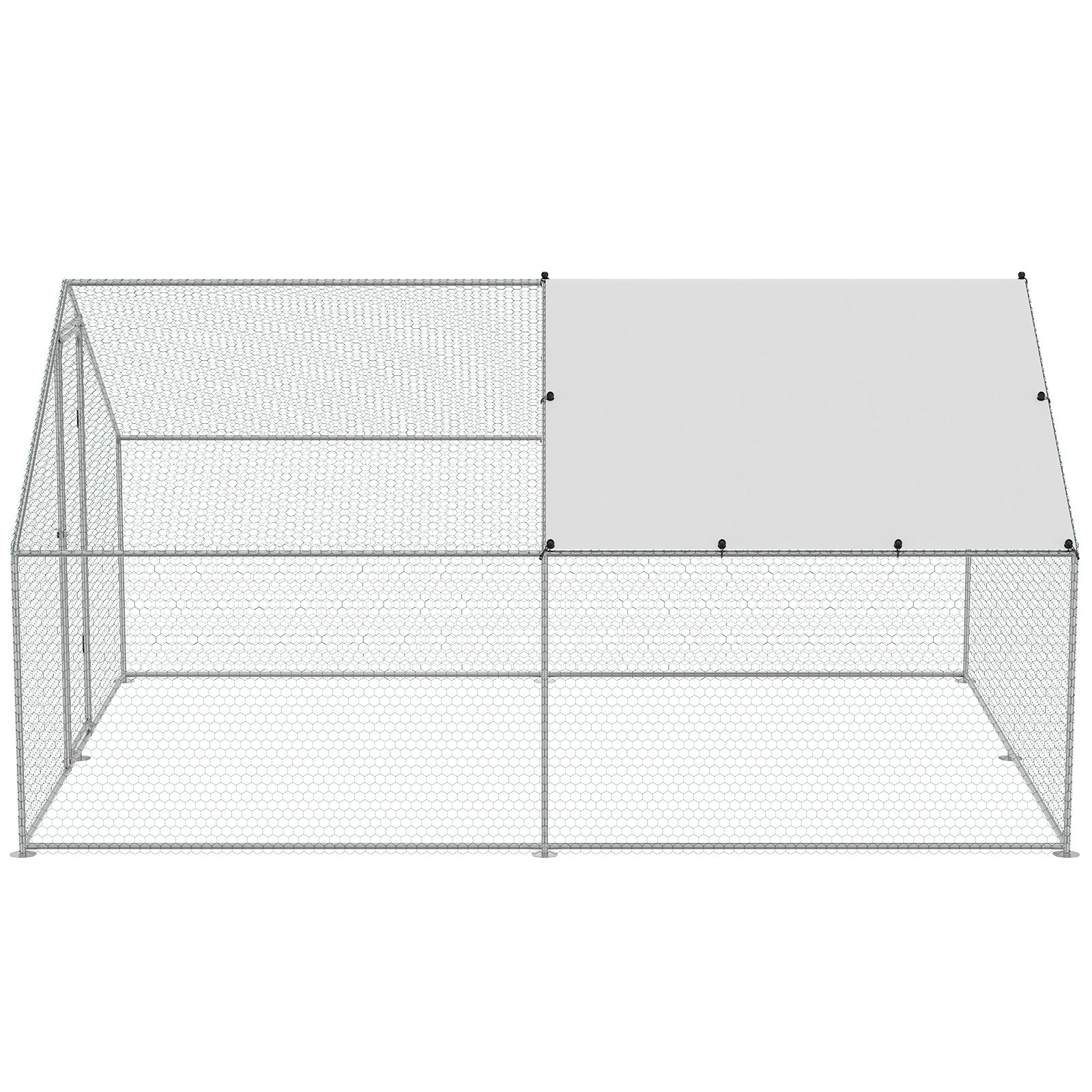 VEVOR Gallinero grande de metal, 3 x 3,9 x 2 m, corral para gallineros con acceso para patio, con cubierta, gallinero con techo en forma de aguja y cerradura de seguridad para exteriores y patios, granjas, jaulas para patos, conejos y aves de corral.