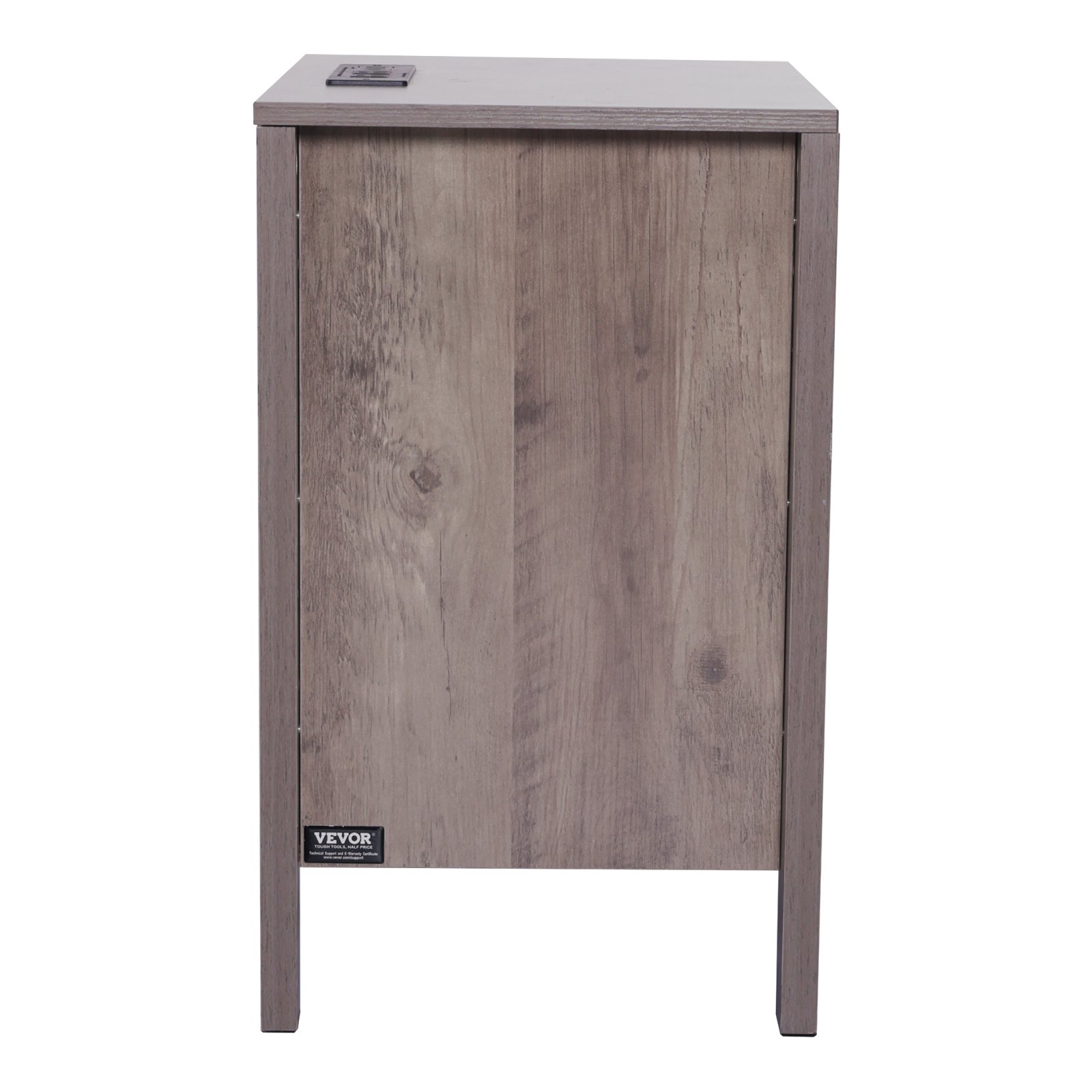 Mesa auxiliar estilo granja, mesita de noche cuadrada con USB y tomas de corriente, juego de 2 unidades, color gris