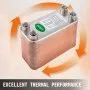 Intercambiador de calor VEVOR de 3" x 7,5", 60 placas, 316L, 1/2" BSP FPT, enfriador de mosto de cerveza EATB12 para calefacción hidrónica