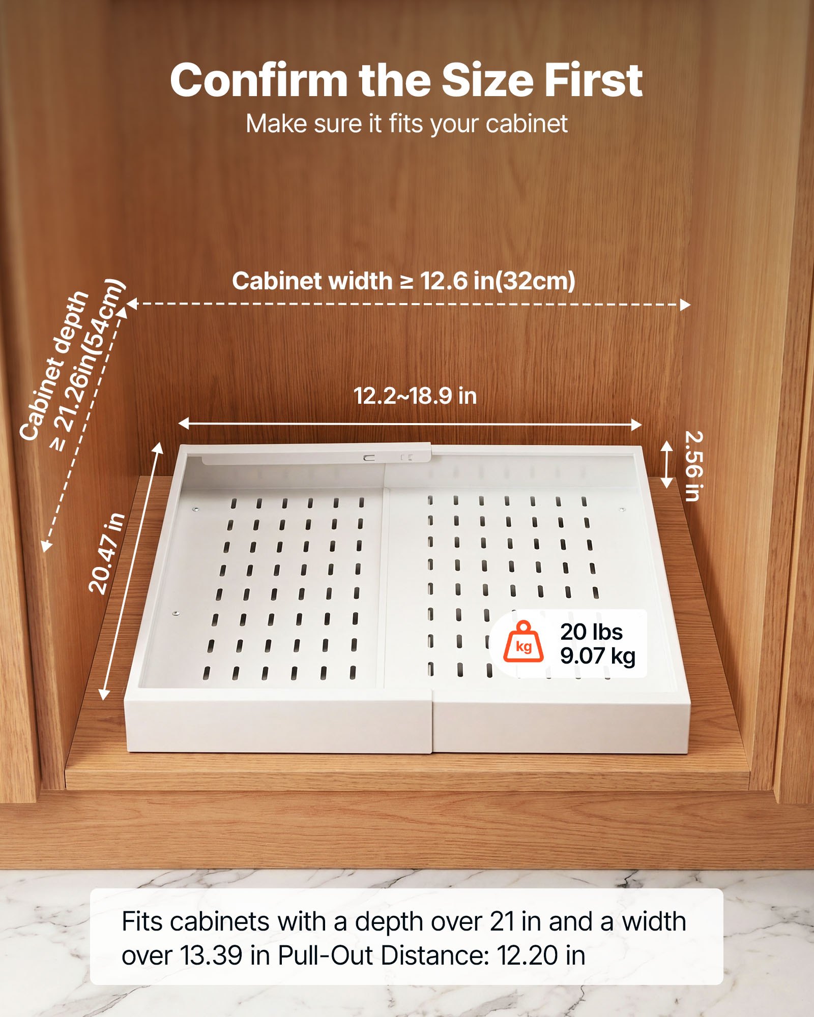 VEVOR Cajón Extraíble para Armario de Cocina 4 PCs Cajón Telescópico Blanco, Ancho Expandible de 31-48 cm, Profundidad de 52 cm, Carga 9 kg por Nivel, Con Tiras Adhesivas Nano, Para Despensa de Cocina